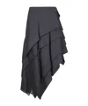 Yohji Yamamoto Tucked Stitched Asymmetric Midi Skirt In Black