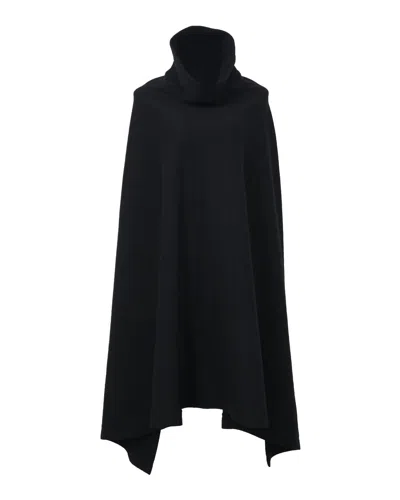 Yohji Yamamoto Turtleneck Cape In Black Cashmere