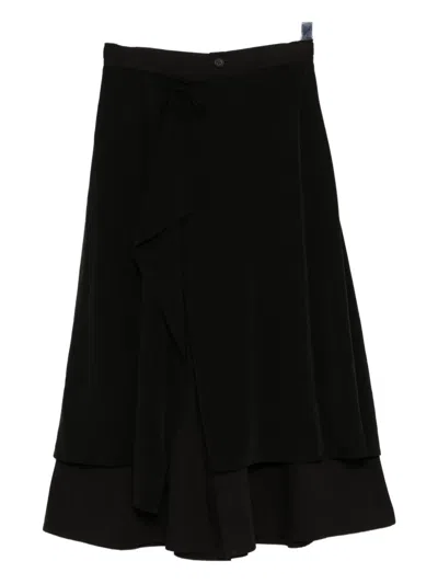 Yohji Yamamoto Twill Backside Draped Pants In Black
