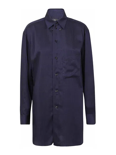 Yohji Yamamoto Twill Shirt In Dark Wash