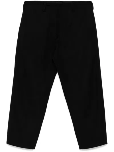 Yohji Yamamoto Twill Straight-leg Trousers In Black