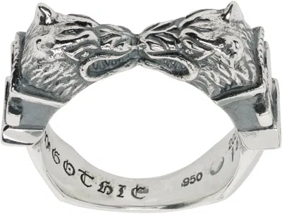 Yohji Yamamoto Twin Wolf Dagger Ring In Metallic