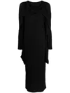 Yohji Yamamoto Twist-detail Wool Midi Dress In Black