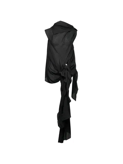 Yohji Yamamoto Twisted-detail Sleeveless Blouse In Black