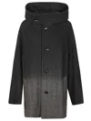 Yohji Yamamoto Patterned Blend Coat In Black