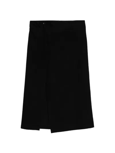 Yohji Yamamoto Uneven-yarn Maxi Skirt In Black