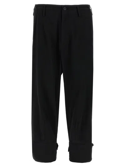 Yohji Yamamoto Unique Print Cotton Trousers In Black
