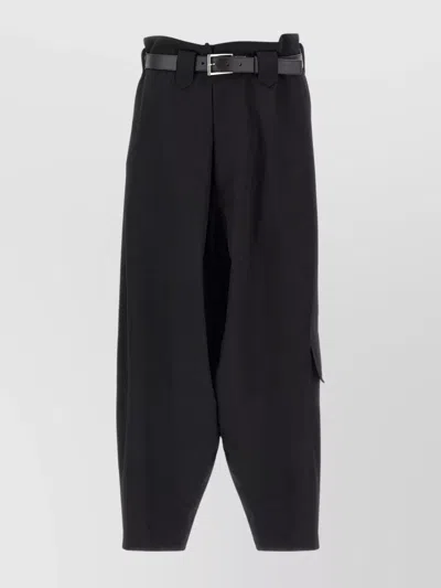 Yohji Yamamoto Utility Trousers With Pleated Design And Pockets In Black