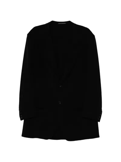 Yohji Yamamoto Velvet Single-breasted Jacket In Black