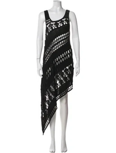 Pre-owned Yohji Yamamoto Vintage 1990 Midi Length Dress In Black