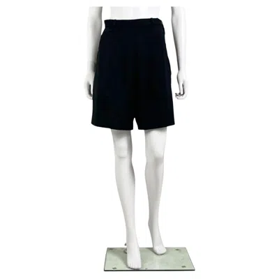 Pre-owned Yohji Yamamoto Vintage 2000s Women's Black Wool Low Rise Shorts, M