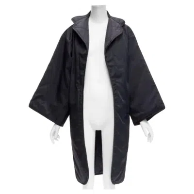 Pre-owned Yohji Yamamoto Vintage Black Armhole Cutout Padded Kimono Overcoat S