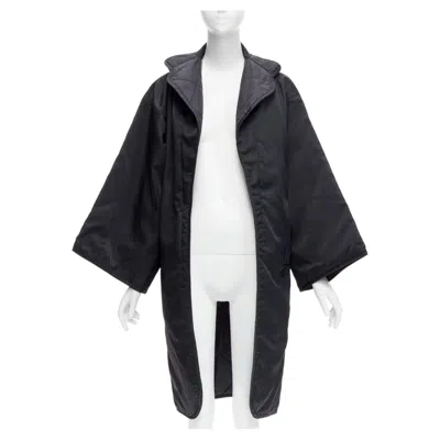 Pre-owned Yohji Yamamoto Vintage Black Armhole Cutout Padded Kimono Overcoat S