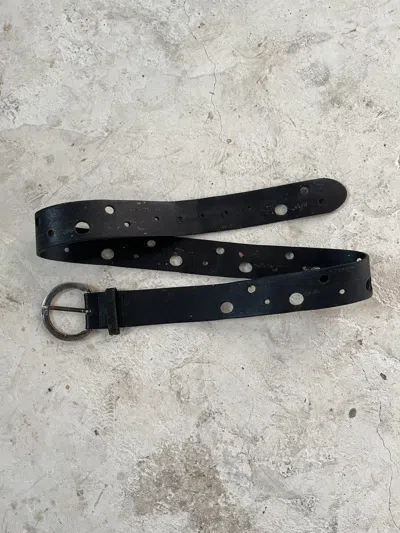 Pre-owned Yohji Yamamoto Vintage Limi Feu Laser Cut Leather Belt In Black
