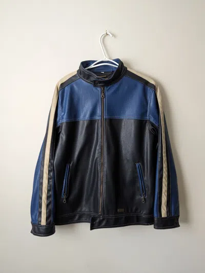 Pre-owned Yohji Yamamoto Vintage No Brand Motorcycle Racing Jacket In Blue