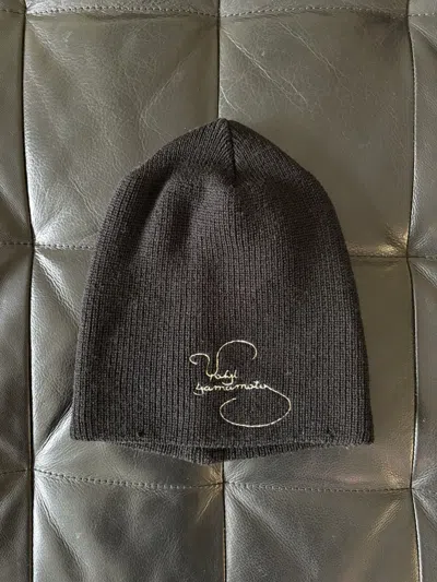 Pre-owned Yohji Yamamoto Vintage Pour Homme Embroidered Knit Cap Beanie In Black
