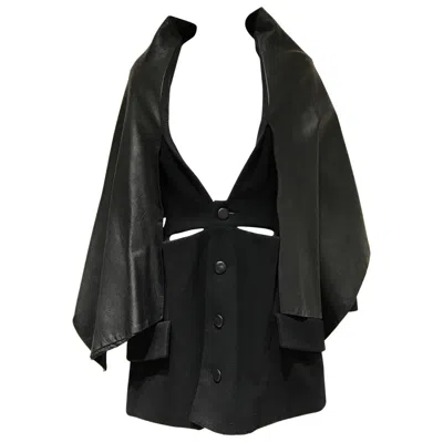 Pre-owned Yohji Yamamoto Vintage  Black Wool Coat Dress With Cape