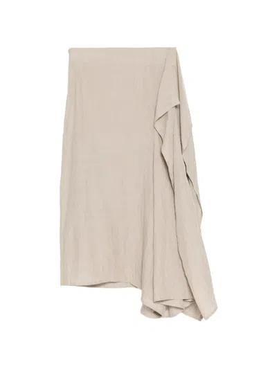 Yohji Yamamoto Washed Draped Trousers In Brown