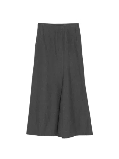 Yohji Yamamoto W/c Washer Maxi Skirt In Gray
