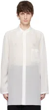 Yohji Yamamoto Cotton Shirt With Button-down Collar And Front Pocket In 1 Off White