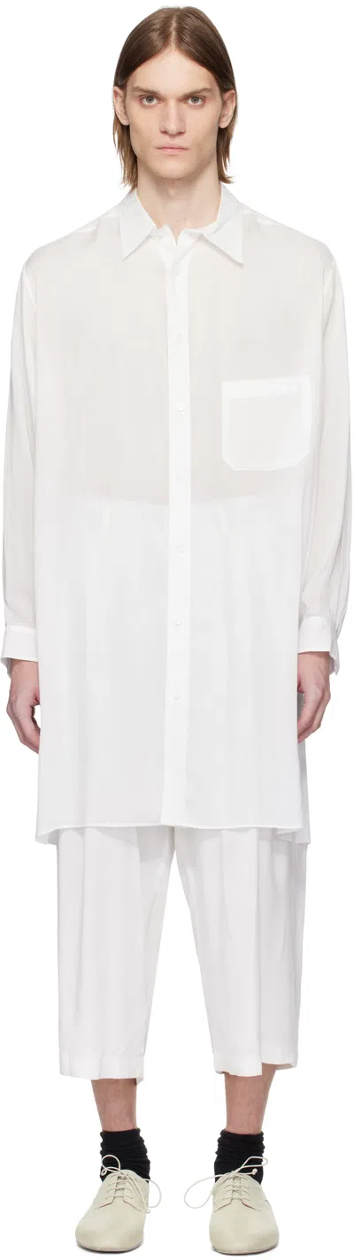 Yohji Yamamoto White 80 Modal Lawn Back Paneled Slit Shirt In 1 Off White
