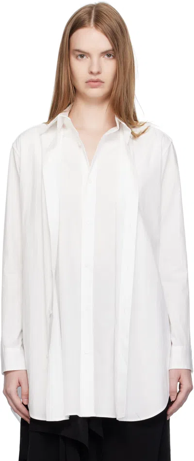 Yohji Yamamoto White Cotton Broad F Double Layered Shirt