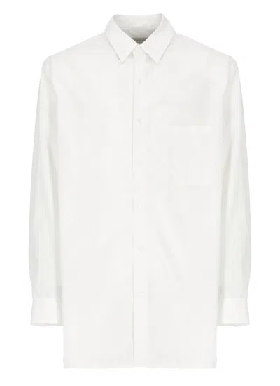 Yohji Yamamoto Asymmetric-collar Cotton Shirt In White
