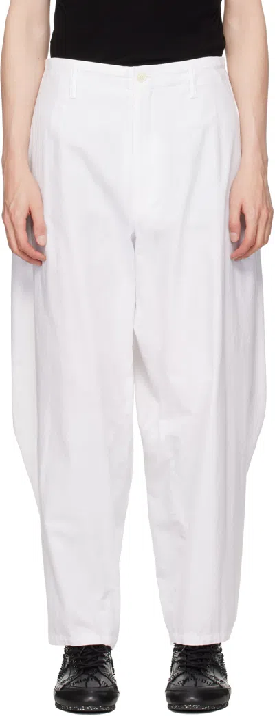 Yohji Yamamoto White Khadi Cotton Drape Trousers