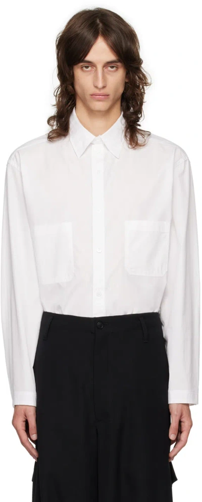 Yohji Yamamoto White R-chain Stitch Hem Shirt In 1 White