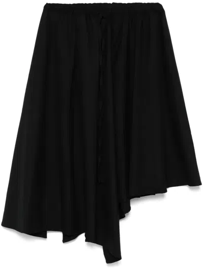 Yohji Yamamoto Wide Gathered Mini Skirt In Black
