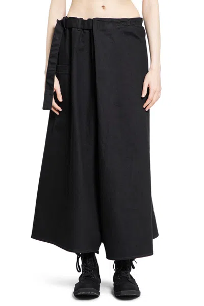 Yohji Yamamoto Drawstring Pleated Skirt In Black