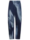 Yohji Yamamoto Wide-leg Pants With Artistic Faded Pattern In Blue