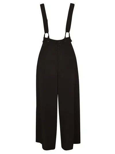 Yohji Yamamoto Wide-leg Pants With Removable Suspenders In Black