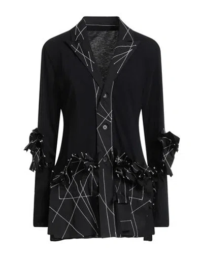 Yohji Yamamoto Woman Blazer Black Size 2 Cotton, Polyester