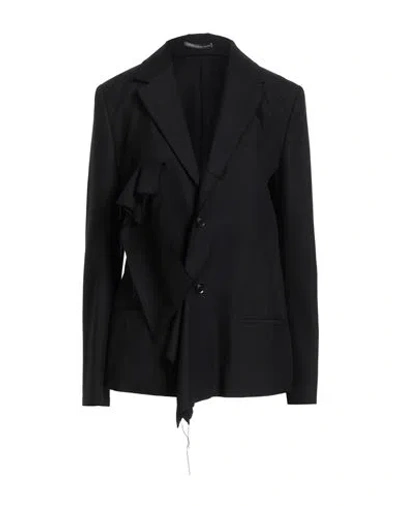 Yohji Yamamoto Woman Blazer Black Size 2 Rayon, Wool