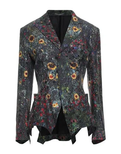 Yohji Yamamoto Woman Blazer Black Size 3 Silk, Cupro