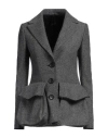 Yohji Yamamoto Woman Blazer Grey Size 2 Wool, Polyester, Nylon, Acrylic In Grey