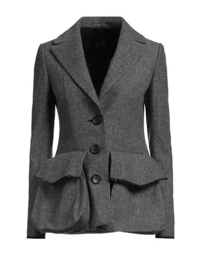 Yohji Yamamoto Woman Blazer Grey Size 2 Wool, Polyester, Nylon, Acrylic