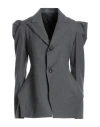Yohji Yamamoto Woman Blazer Grey Size 3 Wool, Cotton In Gray