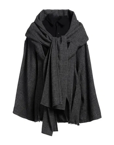 Yohji Yamamoto Woman Coat Black Size 2 Wool, Polyester, Nylon, Acrylic, Rayon In Gray