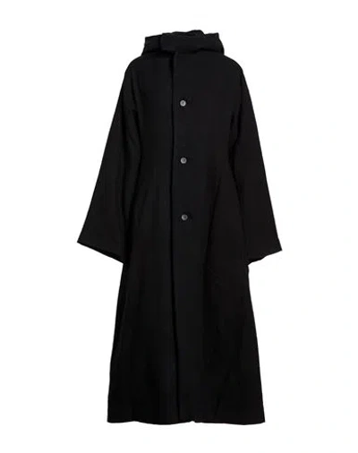 Yohji Yamamoto Woman Coat Black Size 2 Wool, Silk In Multi