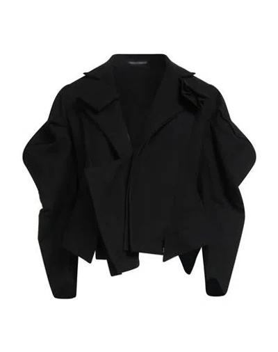 Yohji Yamamoto Woman Jacket Black Size 2 Wool, Cotton