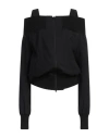 Yohji Yamamoto Off-shoulder Zip-up Wool Jacket In Black