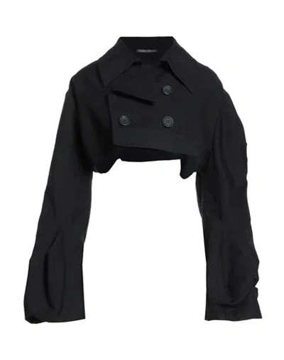 Yohji Yamamoto Woman Jacket Black Size 3 Wool, Cotton