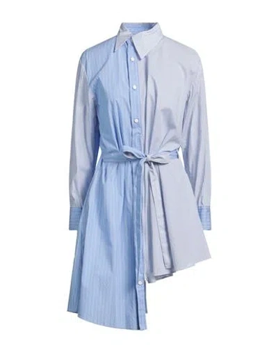 Yohji Yamamoto Woman Midi Dress Light Blue Size 3 Cotton