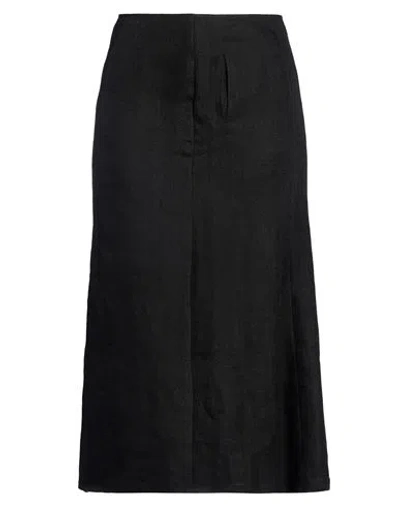 Yohji Yamamoto Woman Midi Skirt Black Size 1 Linen