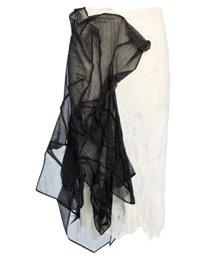 Yohji Yamamoto Woman Midi Skirt Black Size 2 Cotton, Silk, Nylon, Rayon