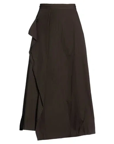 Yohji Yamamoto Woman Midi Skirt Dark Brown Size 1 Cotton