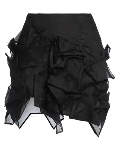 Yohji Yamamoto Woman Mini Skirt Black Size 2 Cotton, Linen, Ramie