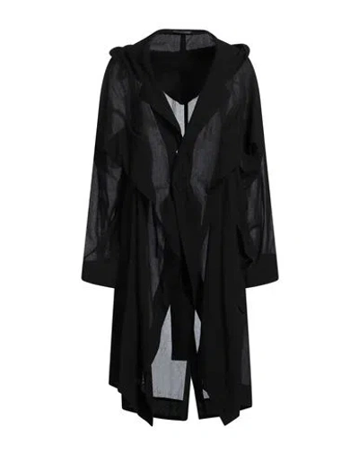 Yohji Yamamoto Woman Overcoat & Trench Coat Black Size 2 Cotton